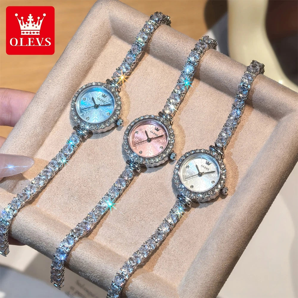OLEVS 5889 Kadın Saati Zarif Moda Kuvars Saat Su Geçirmez Işıklı Bakır Bilezik Saatler Kadın Hediyelik Takı Toka