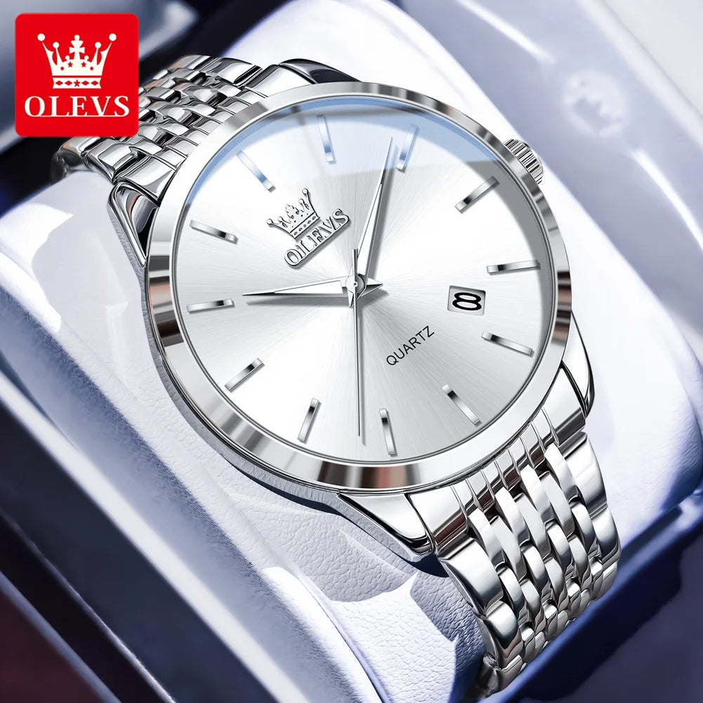 OLEVS 2907 Herrenuhr Original Einfache Quarzuhr für Männer Wasserdicht Leuchtende Datumsanzeige Herren-Armbanduhr Reloj
