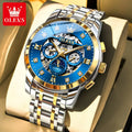 OLEVS 6721 Watch For Men Moon Phase Original Mechanical Man Watch Hollow Skeleton Auto Date Waterproof Diamond Scale Hand Clock