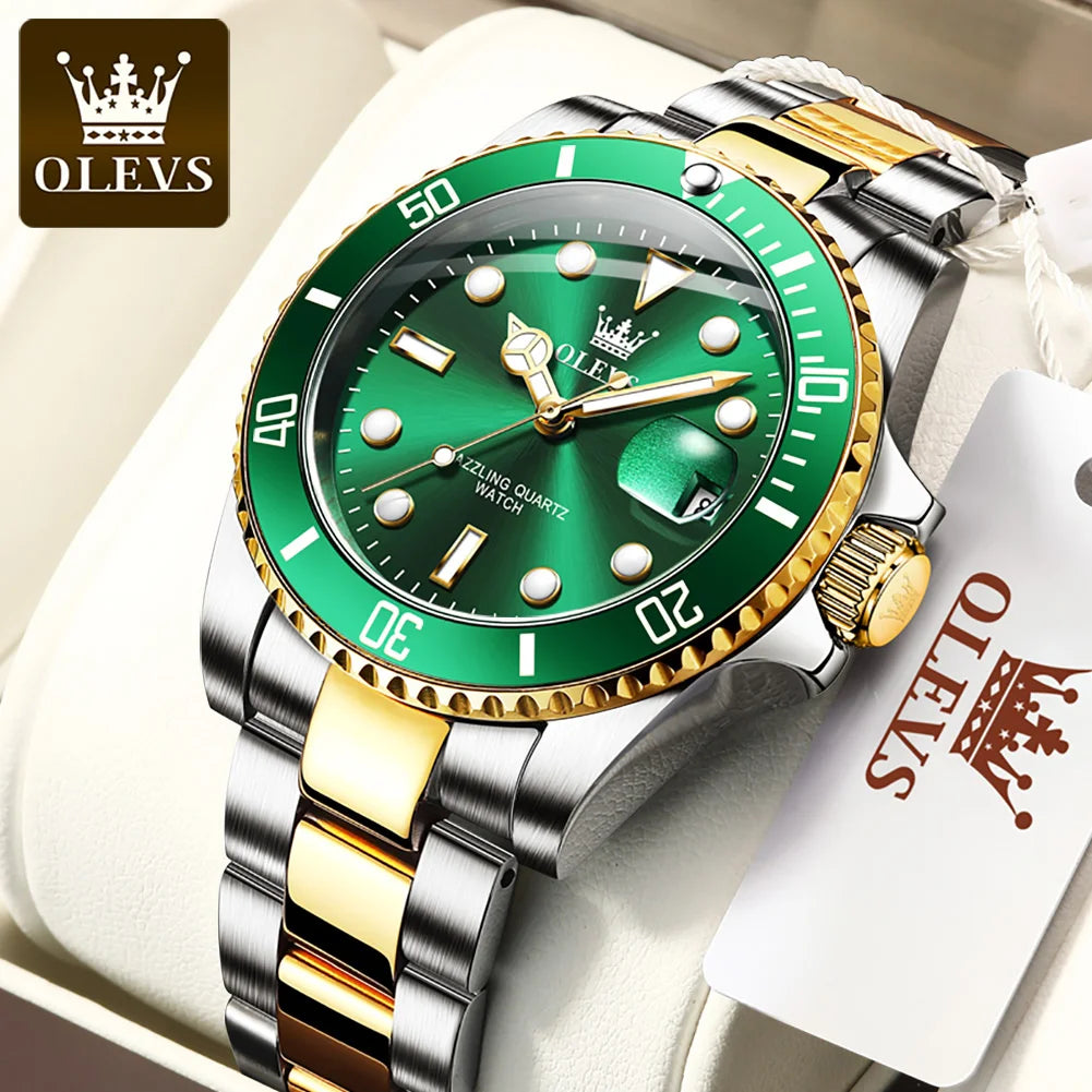 OLEVS 5885 Watch For Men Top Brand Waterproof Stainless Steel Calendar Fashion Man Hand Clock Original Classic Male Wrist Watch