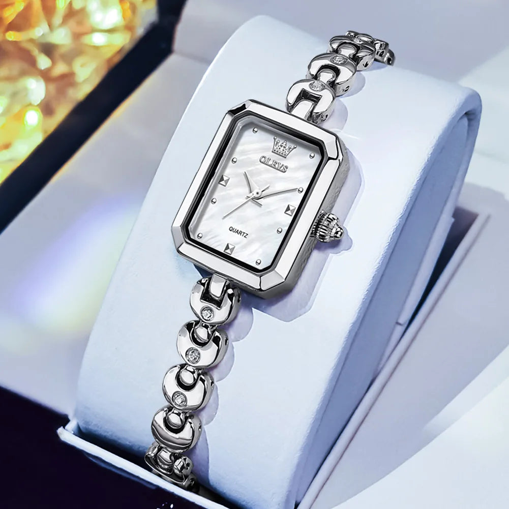 OLEVS 3665 Uhr Damen Luxus Schlichte Quarzuhr für Damen Top-Marke Original Wasserdicht Elegante Damenuhr Stahlband