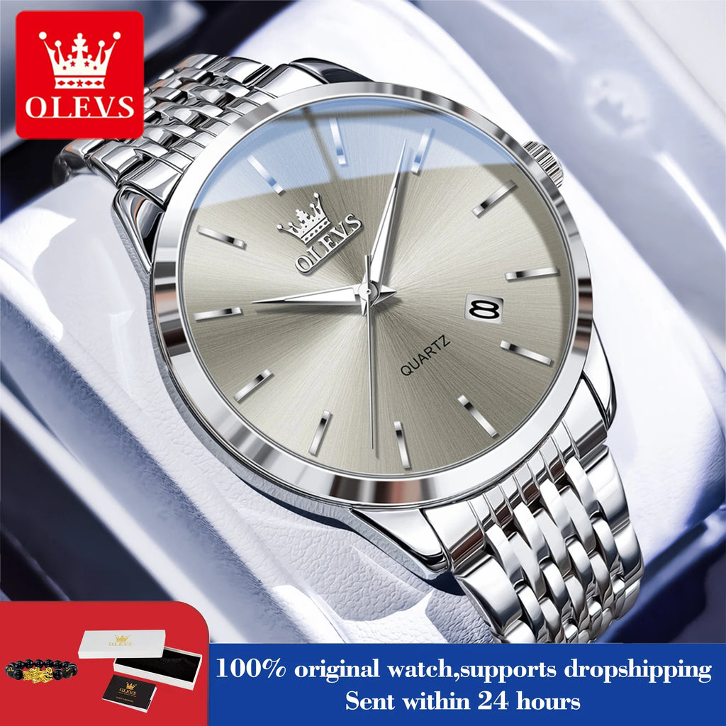 OLEVS 2907 Herrenuhr Original Einfache Quarzuhr für Männer Wasserdicht Leuchtende Datumsanzeige Herren-Armbanduhr Reloj
