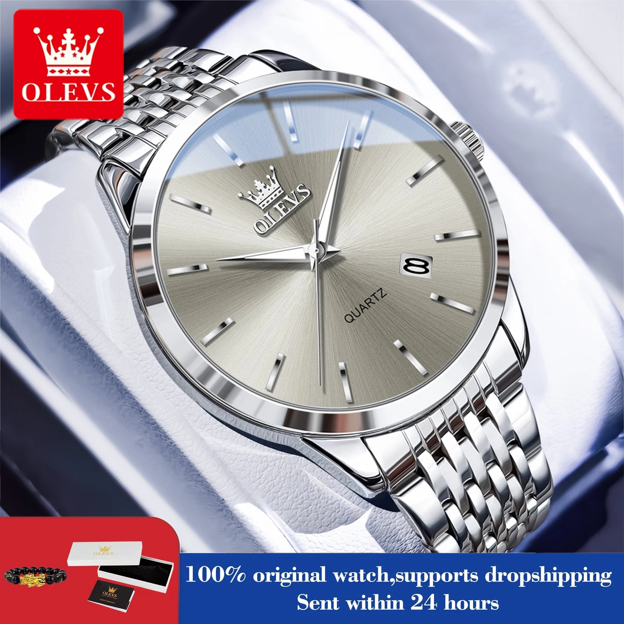 OLEVS 2907 Herrenuhr Original Einfache Quarzuhr für Männer Wasserdicht Leuchtende Datumsanzeige Herren-Armbanduhr Reloj