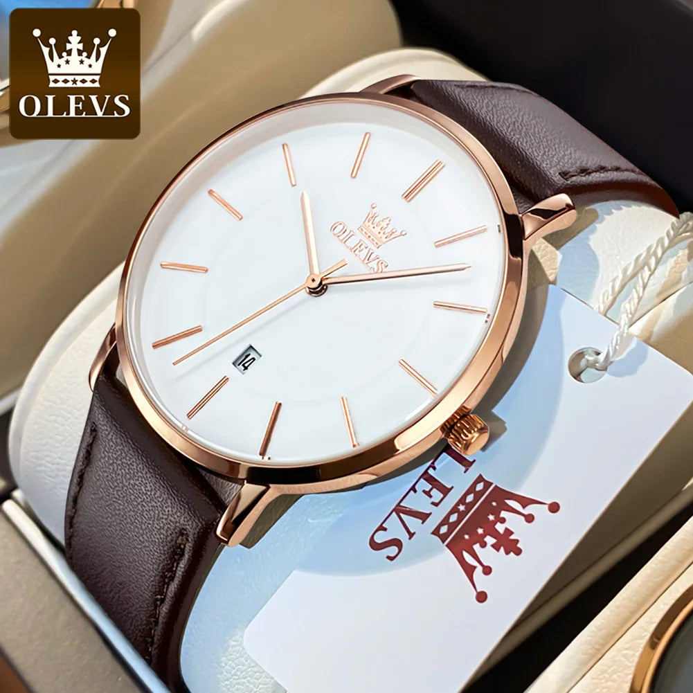 OLEVS 5869 Watch For Men Fashion Simple Japan Quartz Movement Man's Watches Case Thickness 6.5mm Top Brand Calendar Hand Clock