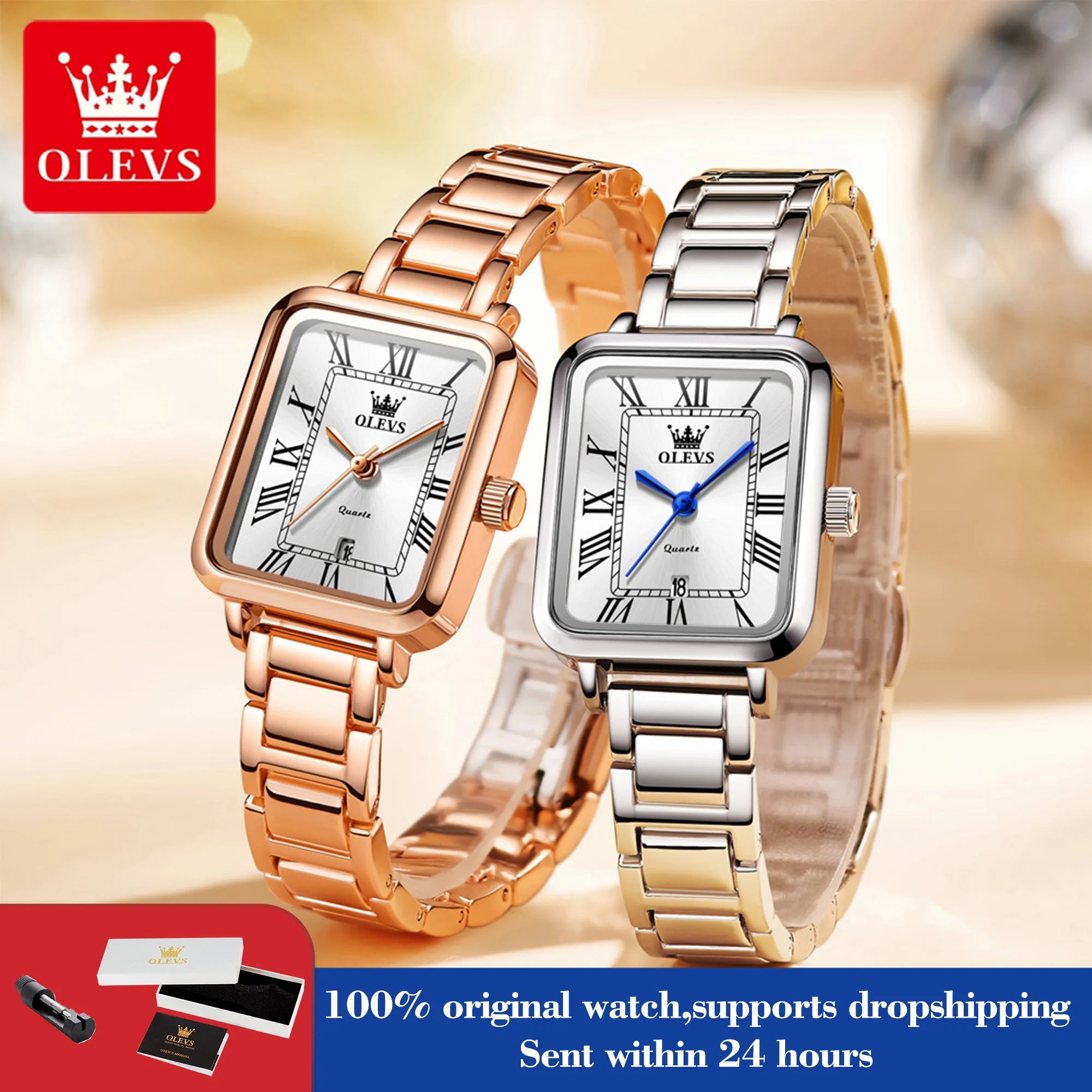 OLEVS 5641 Woman Quartz Watch Thin Case Roman Scale Waterproof Watch For Women Steel Strap Original Calendar Classic Hand Clock