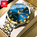 OLEVS 7060 Mens Watches Stainless Steel Original Luxury Automatic Mechanical Watches Waterproof Luminous Watches For Man Gifts