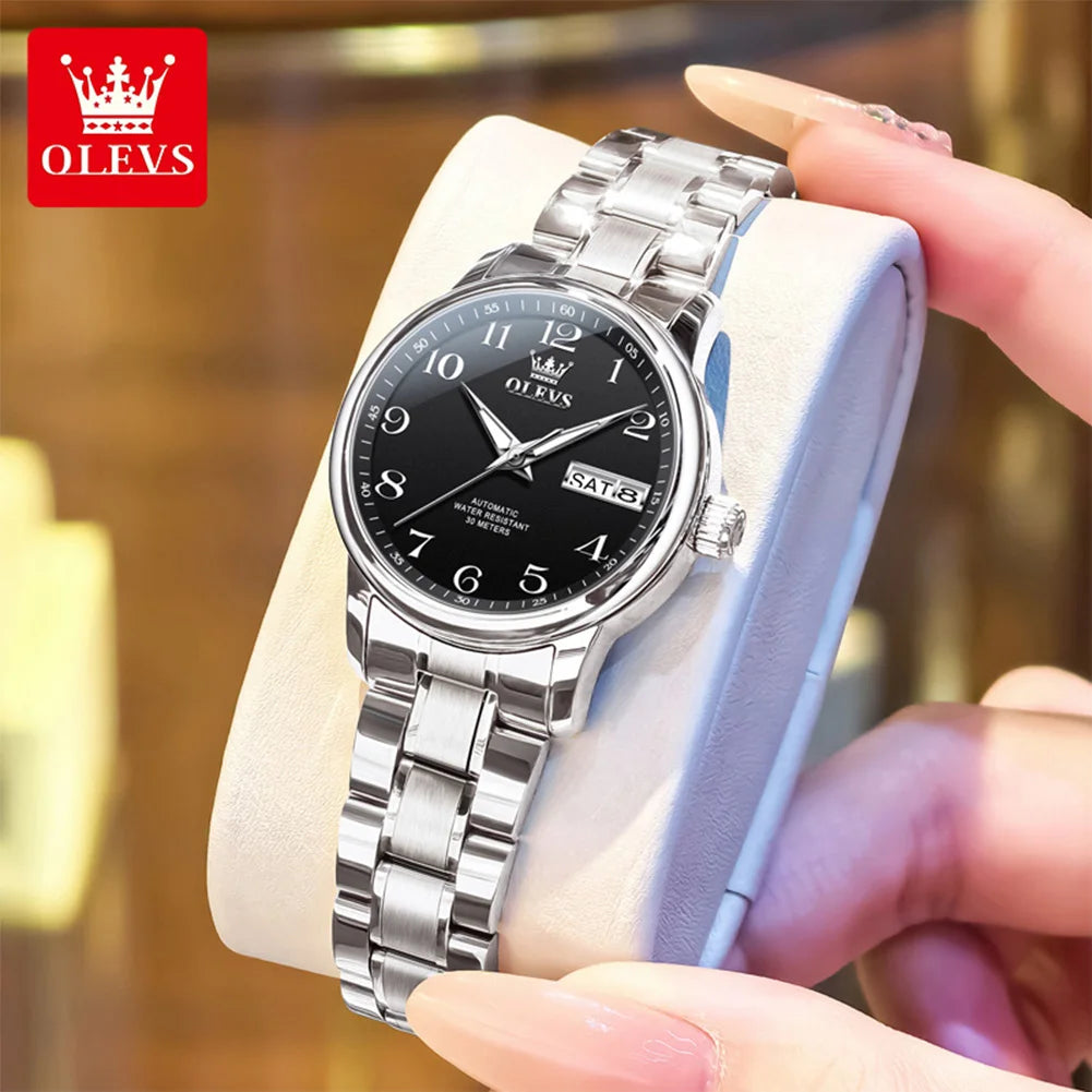 OLEVS 7072 Womens Watch Auto Date Simple Mechanical Watch For Women Number Scale Top Brand Waterproof Automatic Hand Clock