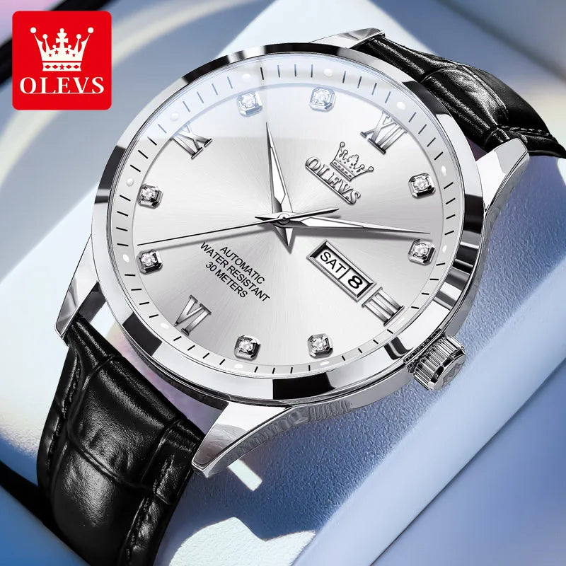 OLEVS 9946 Men's Watch Classic Fashion Waterproof Man Automatic Hand Clock Top Brand Dual Calendar Mechanical Watch For Men