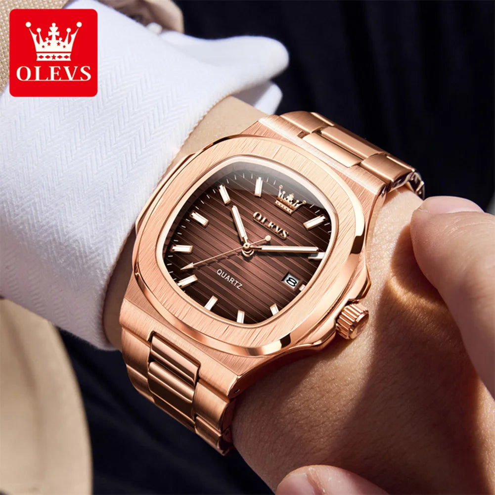 OLEVS 3696 Top-Markenmode-Datum-Quarzuhr Original Wasserdichte Leuchtende Uhr Für Herren Armbanduhr Großes Zifferblatt 44mm