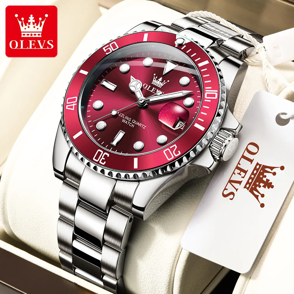 OLEVS 5885 Watch For Men Top Brand Waterproof Stainless Steel Calendar Fashion Man Hand Clock Original Classic Male Wrist Watch