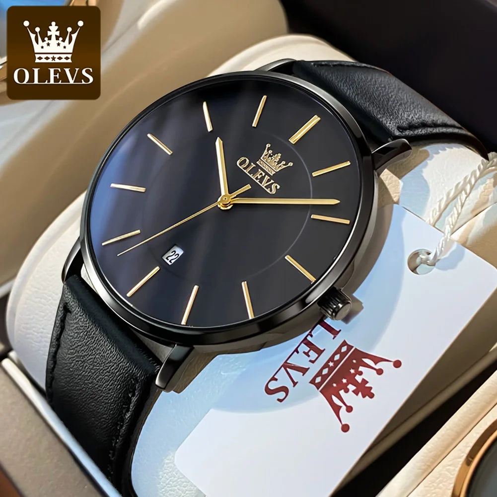 OLEVS 5869 Watch For Men Fashion Simple Japan Quartz Movement Man's Watches Case Thickness 6.5mm Top Brand Calendar Hand Clock