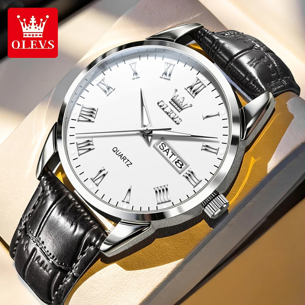 OLEVS 5892 Watch Men's Watches Simple Quartz Week Date Watches For Men Waterproof Luminous Business Classics Male Clock
