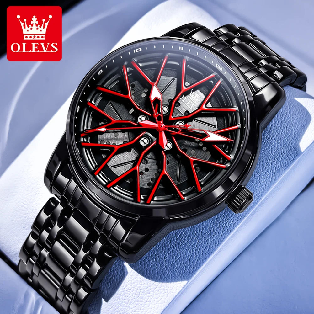 OLEVS 3701 Quarzuhr Herren Stahlarmband Hohl Mode Wasserdichte Uhr für Männer Leuchtende Top Marke Original Männliche Handuhr