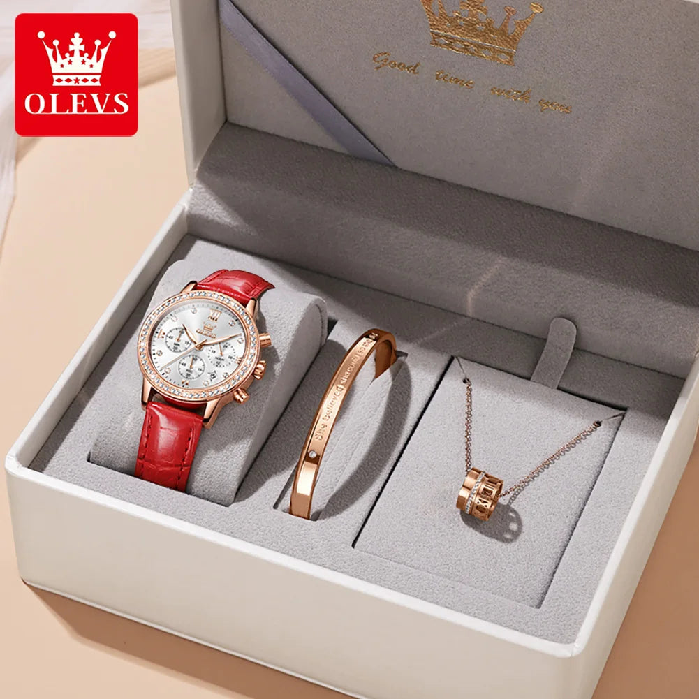 OLEVS 9933 Women's Watch Luxury Diamond Quartz Watch For Women Chronograph Calendar Top Brand Wristwatch Waterproof Luminous