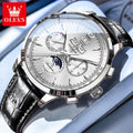 OLEVS 7128 Men's Watch Luxury Classic Automatic Mechanical Wristwatch Waterproof Perpetual Calendar Moon Phase Watches For Men