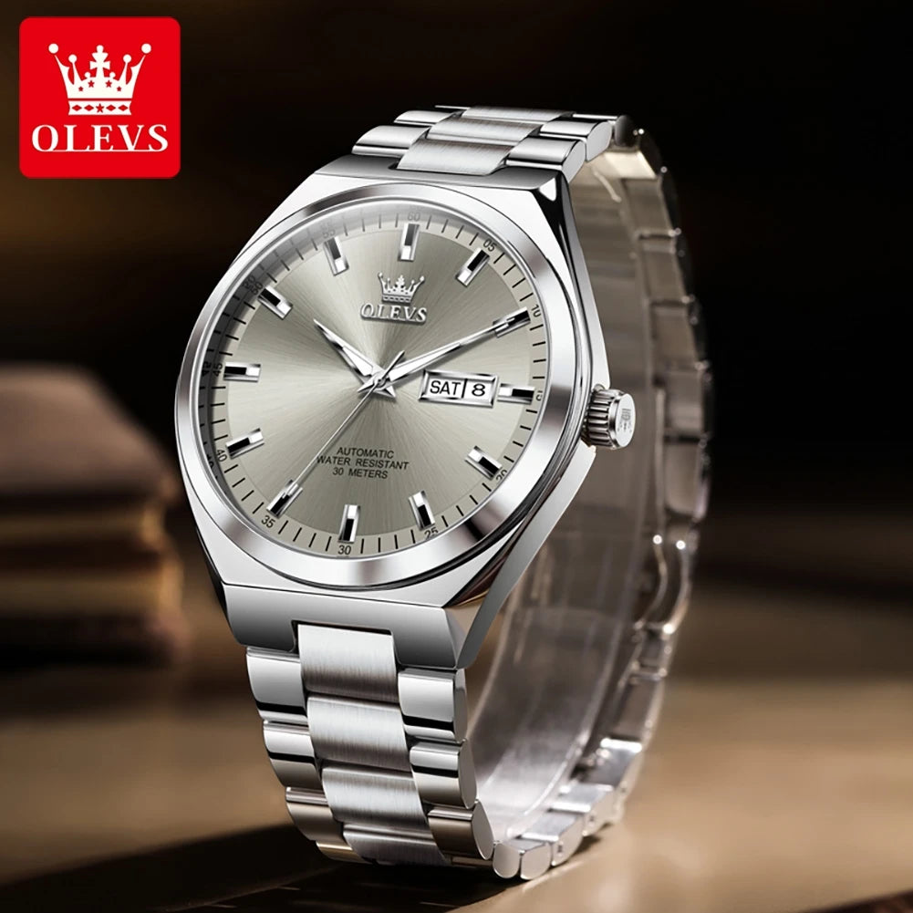 OLEVS 9907 Watches For Man Luxury Business Automatic Mechanical Wristwatch Waterproof Luminous Original Sport Week Date Watches