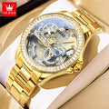 OLEVS 6699 Woman Automatic Watches Hollow Flywheel Mechanical Watch For Women Diamond Luxury Dial Waterproof Ladies Hand Clock