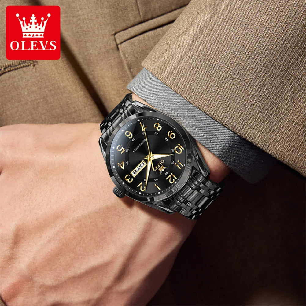 OLEVS 3666 Paar Uhr Luxus Business Top Marke Wasserdicht Leuchtende Dress Handuhr Original Zahlenskala Datum Modeuhr