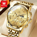 OLEVS 2892 Uhr Herren Schlicht Luxus Quarz Uhr für Herren Top Marke Chronograph Mondphase Wasserdichte Dress-Armbanduhr Leuchtend