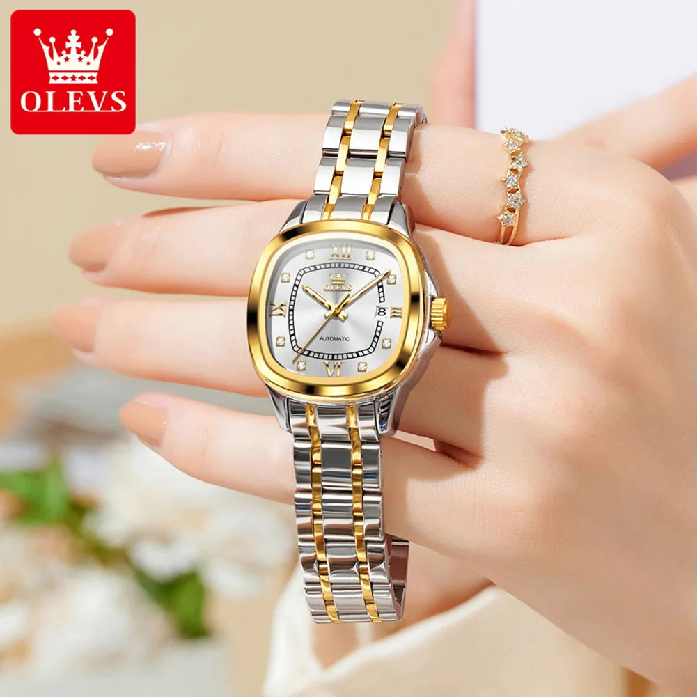 OLEVS 9810 Woman Watch Top Brand Business Date Mechanical Watch For Women Diamond Scale Luxury Original Waterproof Hand Clock