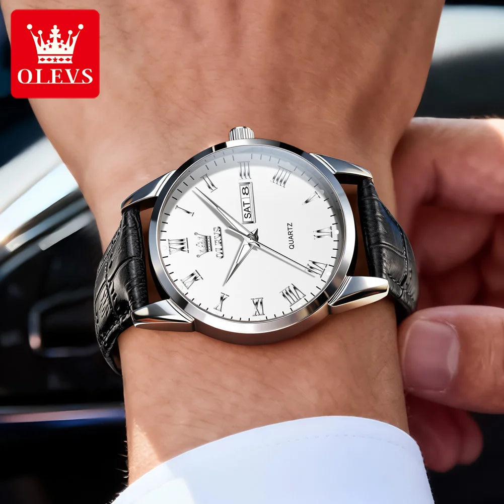 OLEVS 5892 Watch Men's Watches Simple Quartz Week Date Watches For Men Waterproof Luminous Business Classics Male Clock