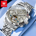 OLEVS 7088 Men's Watch Fashion Calendar Mechanical Watch For Men Original Hollow Steel Strap Business Wristwatch Deep Waterproof