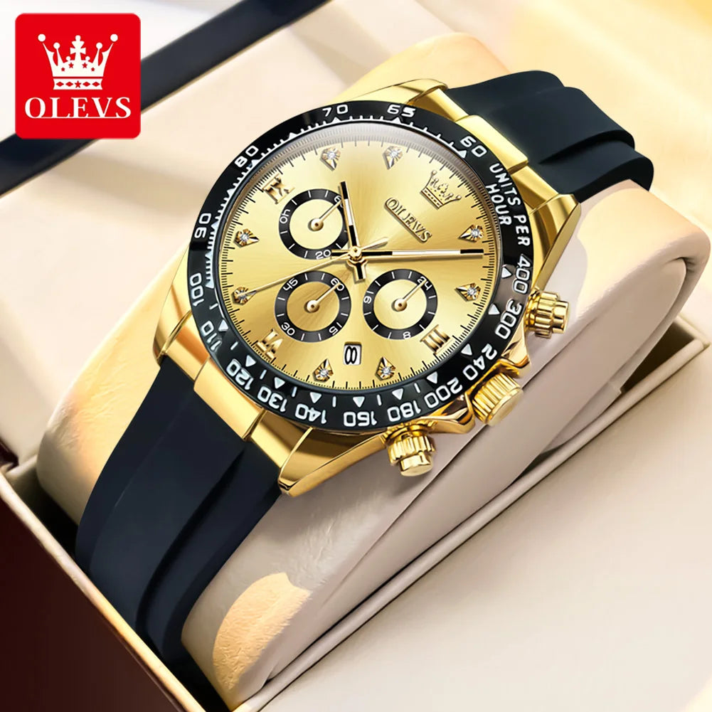 OLEVS 5618 Damenarmbanduhren Mode Kalender Quarzuhr für Damen Luxus Chronograph Wasserdichtes Silikonarmband Damenuhr