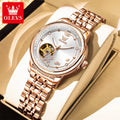 OLEVS 6732 Woman Watch Hollow Automatic Mechanical Watch For Women Stainless Steel Strap Luxury Original Waterproof Hand Clock