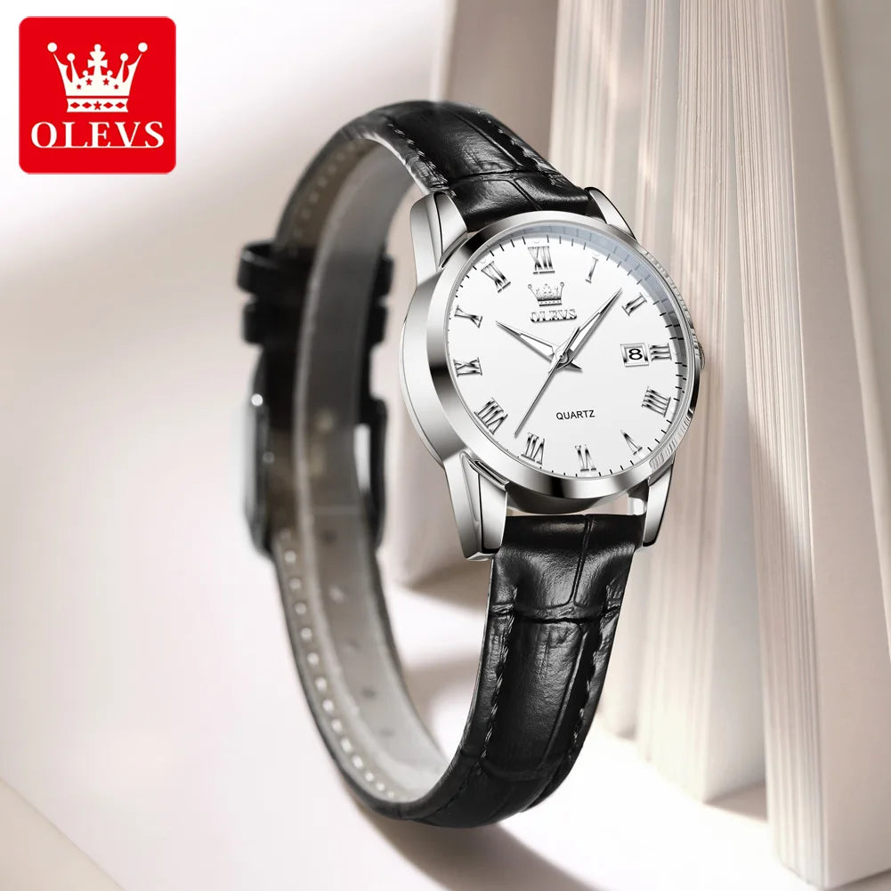 OLEVS 5892 Woman's Watch Date Quartz Movement Watch For Women Leather Strap Waterproof Ladies Clock Fashion Elegant Reloj