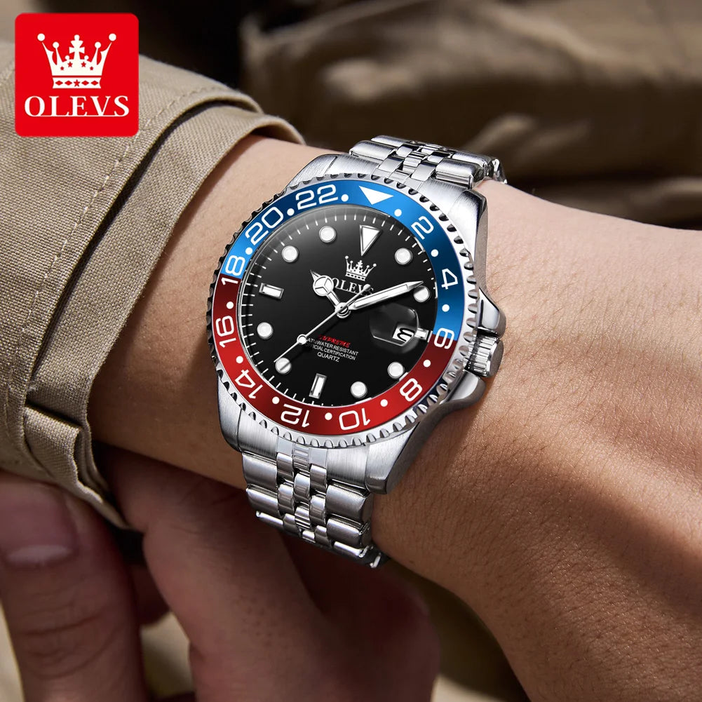 OLEVS 5657 Mens Watch Original Calendar Quartz Wristwatch 30M Waterproof Luminous Business Men's Hand Clock Watches For Men