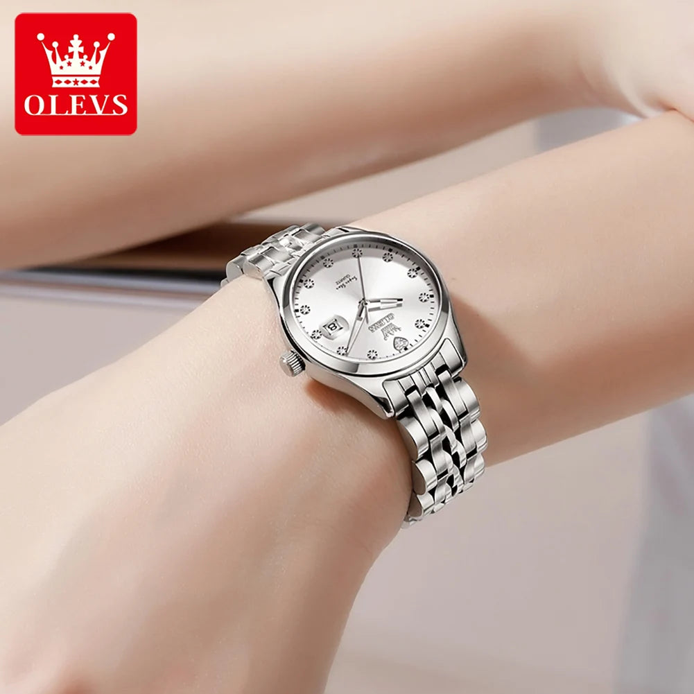 OLEVS 5649 Woman Watch 30M Waterproof Date Quartz Watch For Women Steel Strap Zircon Scale Luxury Elegant Ladies Hand Clock