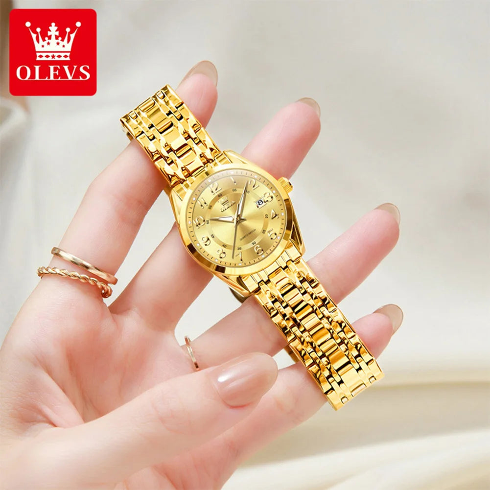 OLEVS 3666 Paar Uhr Luxus Business Top Marke Wasserdicht Leuchtende Dress Handuhr Original Zahlenskala Datum Modeuhr