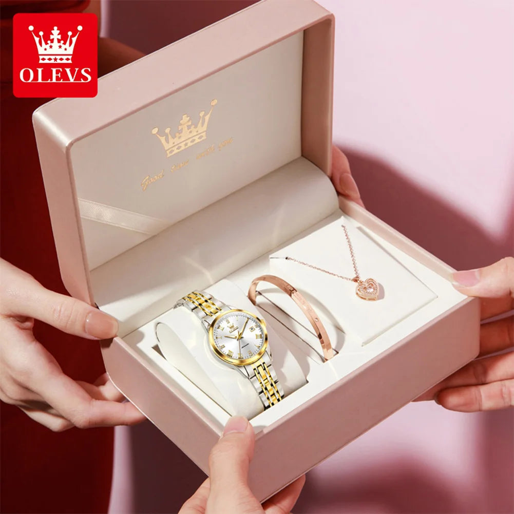 OLEVS 7062 Woman Watch  Luxury Luminous Waterproof Steel Strap Auto Date Mechanical Watches For Women Roman Scale Ladies Hand