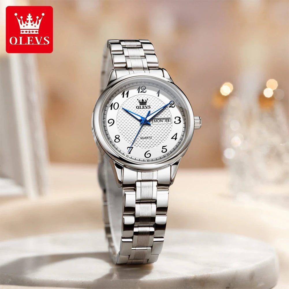 OLEVS 5667 Upgraded Couple Watch Original Luxury Imported Movement Quartz Watches For Men And Women Waterproof Luminous Reloj