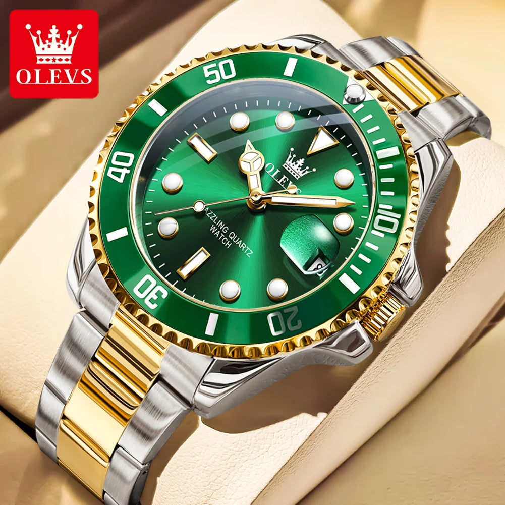 OLEVS 5885 Erkek Saati En İyi Marka Su Geçirmez Paslanmaz Çelik Takvim Moda Erkek Kol Saati Orijinal Klasik Erkek Kol Saati