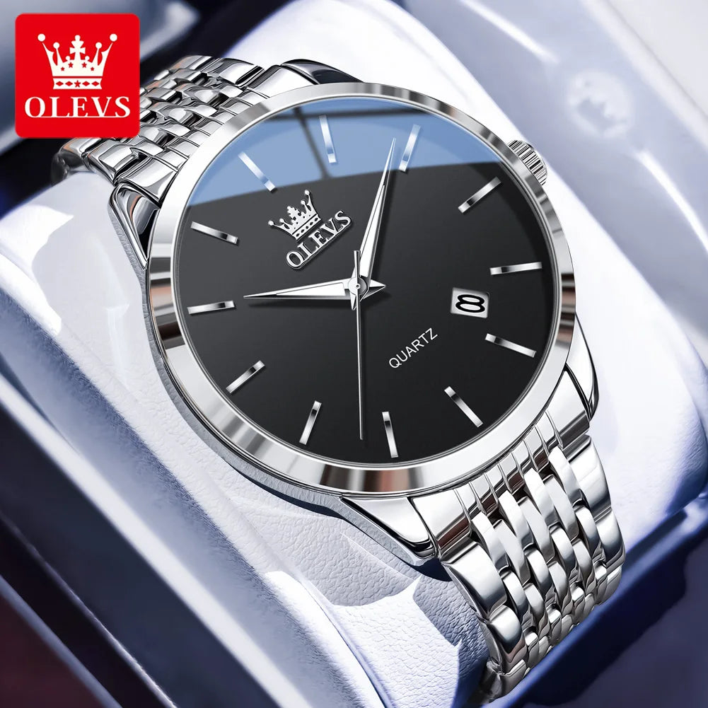 OLEVS 2907 Herrenuhr Original Einfache Quarzuhr für Männer Wasserdicht Leuchtende Datumsanzeige Herren-Armbanduhr Reloj