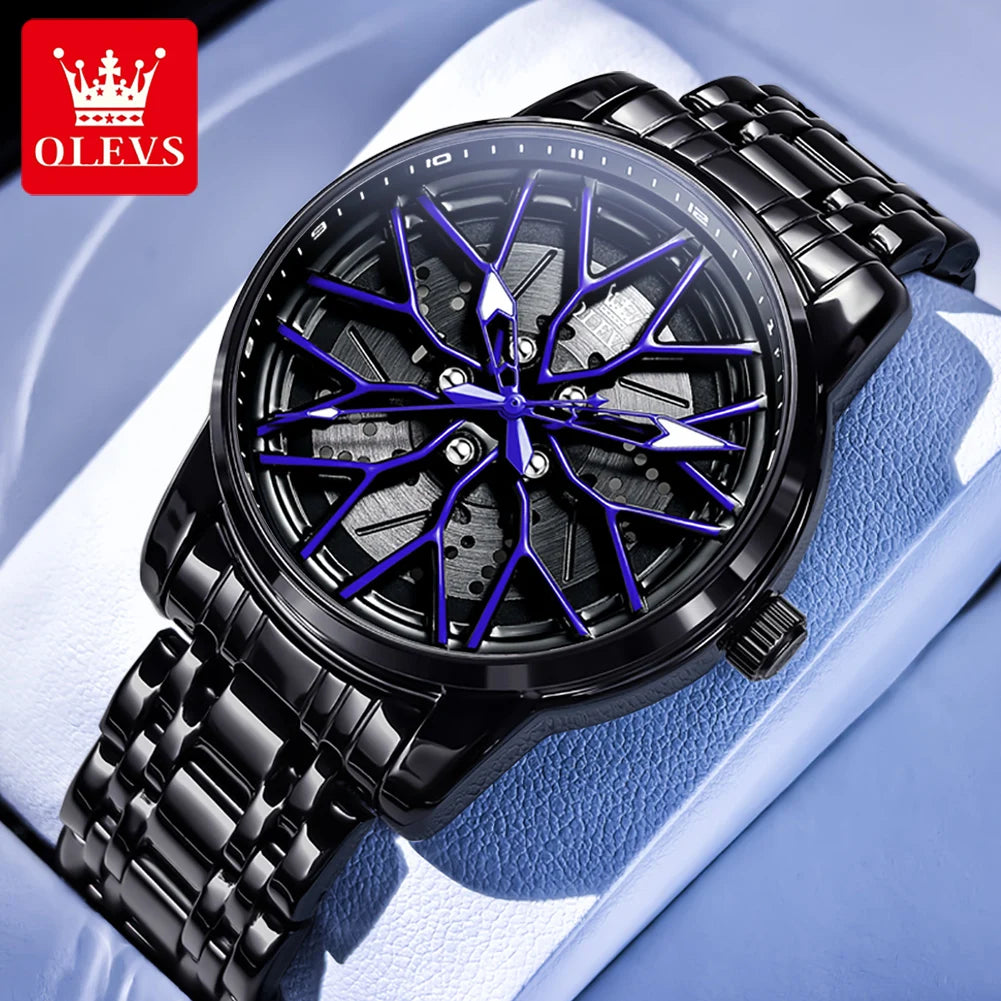 OLEVS 3701 Quarzuhr Herren Stahlarmband Hohl Mode Wasserdichte Uhr für Männer Leuchtende Top Marke Original Männliche Handuhr