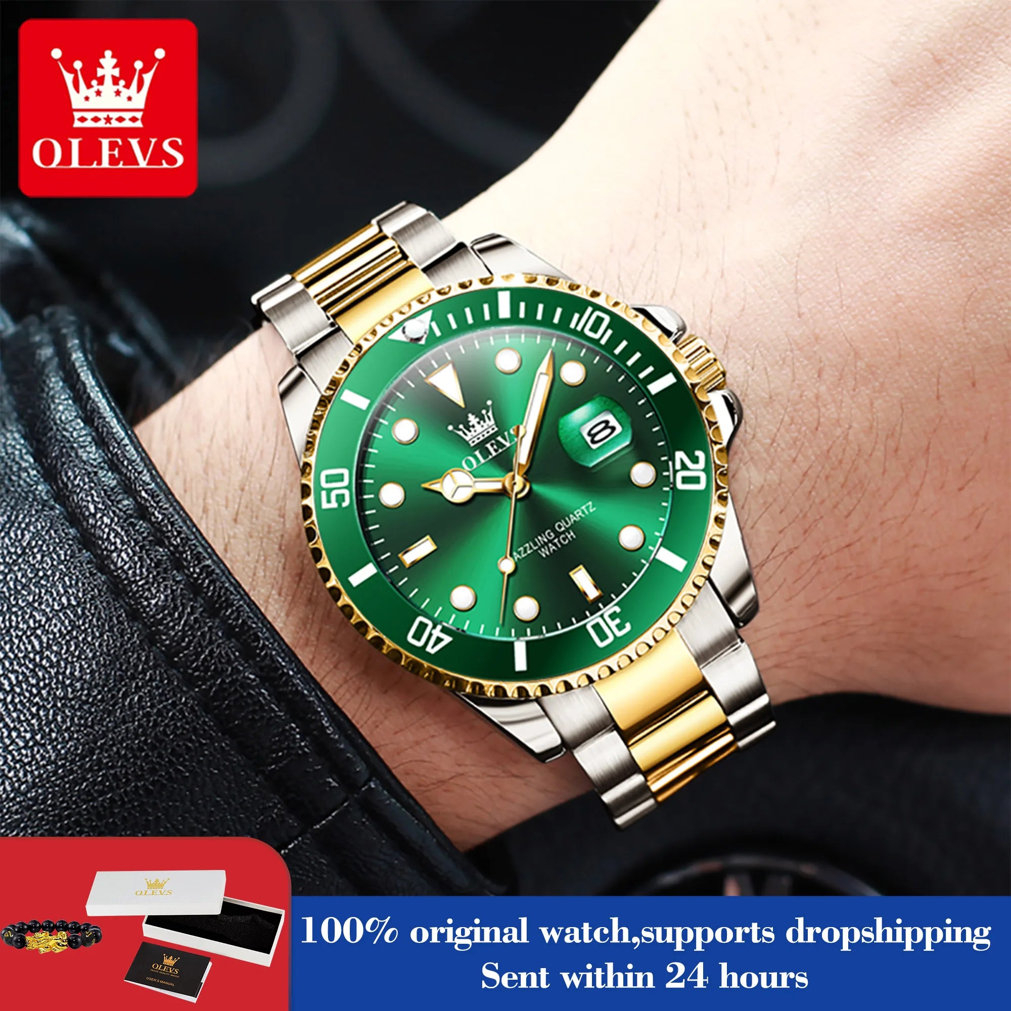 OLEVS 5885 Watch For Men Top Brand Waterproof Stainless Steel Calendar Fashion Man Hand Clock Original Classic Male Wrist Watch