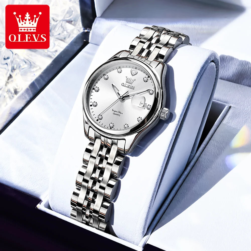 OLEVS 5649 Woman Watch 30M Waterproof Date Quartz Watch For Women Steel Strap Zircon Scale Luxury Elegant Ladies Hand Clock