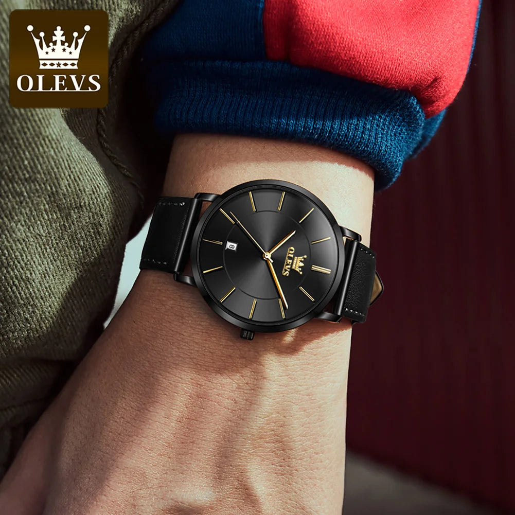 OLEVS 5869 Watch For Men Fashion Simple Japan Quartz Movement Man's Watches Case Thickness 6.5mm Top Brand Calendar Hand Clock