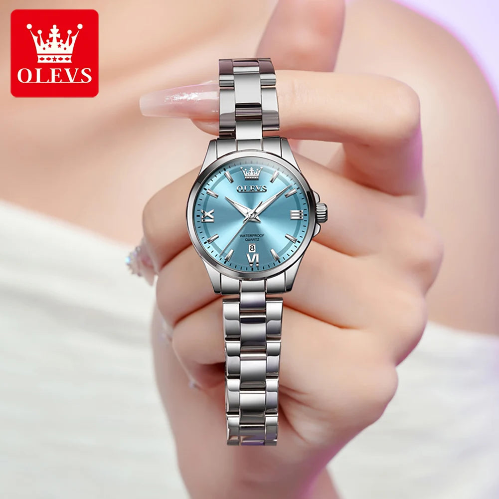 OLEVS 3668 Damenuhr, hochhartes beschichtetes Spiegelglas, Quarzuhr für Damen, Top-Marke, Kalender, 30 m wasserdicht, modische Armbanduhr