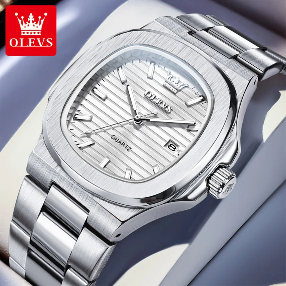OLEVS 3696 Top-Markenmode-Datum-Quarzuhr Original Wasserdichte Leuchtende Uhr Für Herren Armbanduhr Großes Zifferblatt 44mm