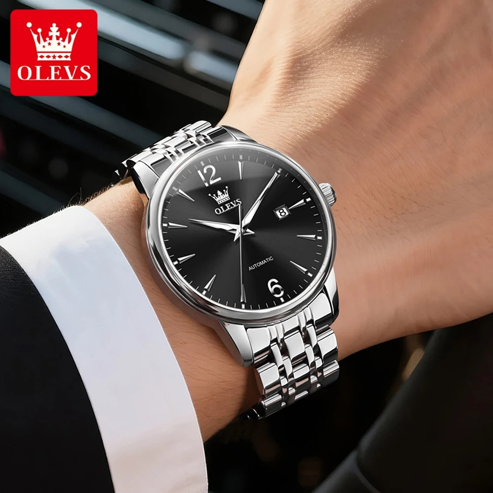 OLEVS 6741 Erkek Kol Saati Orijinal Moda Marka Otomatik Mekanik Saatler Tarih Erkek Saatleri Hediyeler Su Geçirmez Işıklı