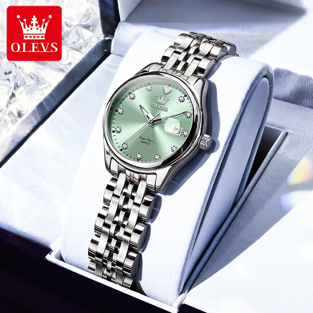 OLEVS 5649 Woman Watch 30M Waterproof Date Quartz Watch For Women Steel Strap Zircon Scale Luxury Elegant Ladies Hand Clock